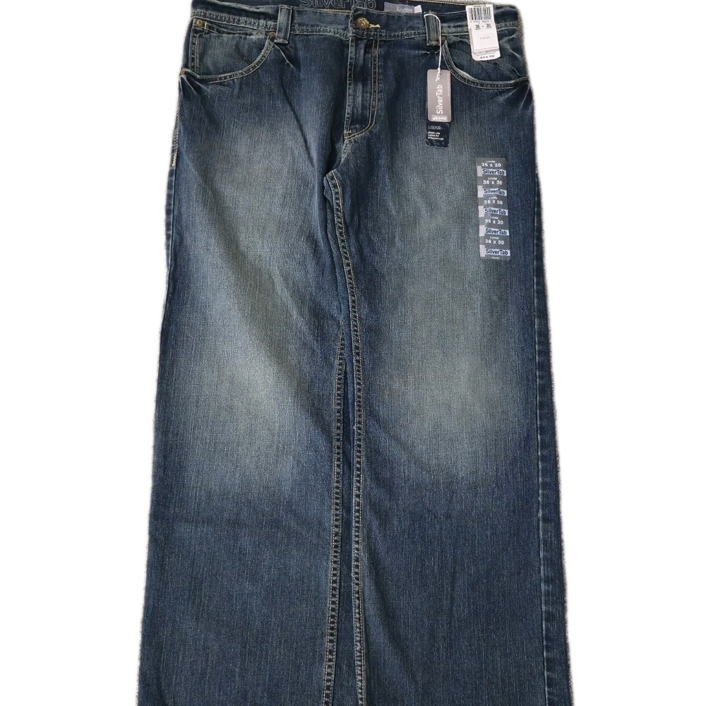 NWT Levis SilverTab Loose Jeans Mens Size 36X30 Dark Wash Blue Denim Straight